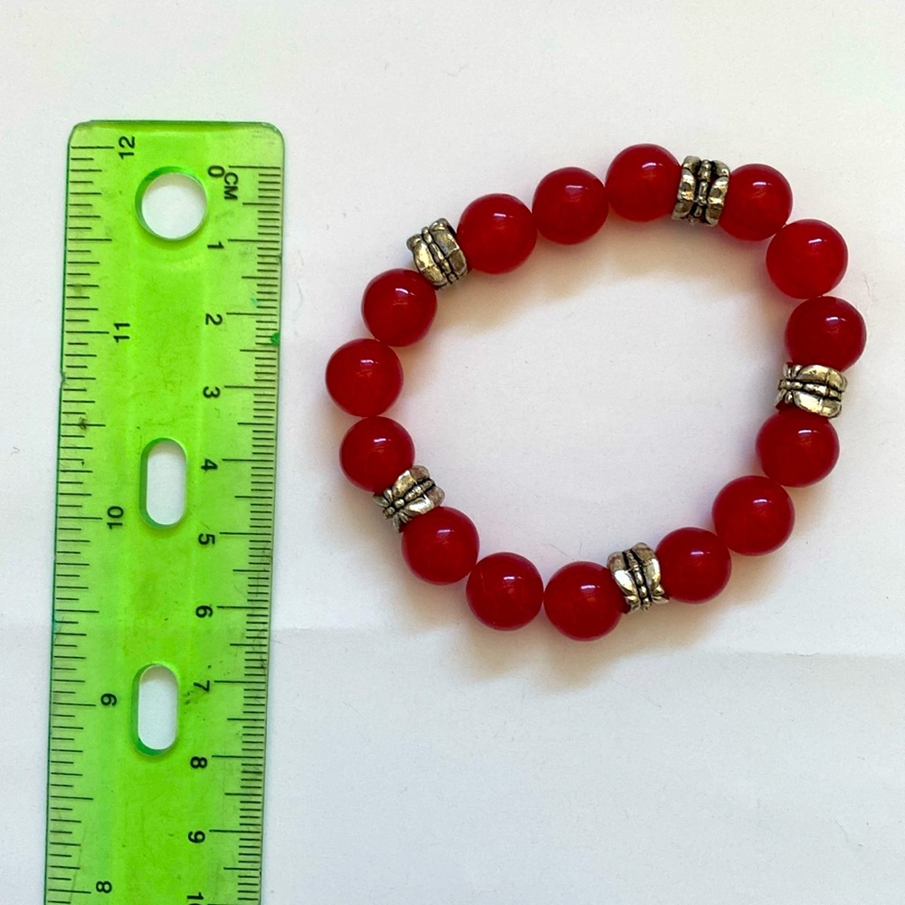 Semi-Precious Beaded Bracelet Red